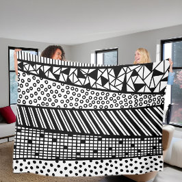 Cobertor De Velo Handpainted black and design white