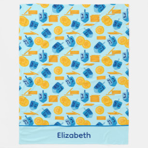 Cobertor De Velo Hanukkah Dreidel Game Gelt Dark Blue