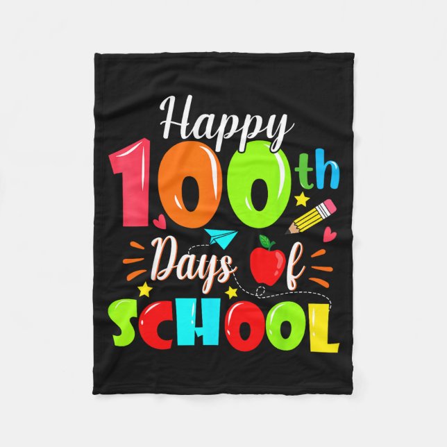 Cobertor De Velo Happy 100th Day Of School Funny Teachers Sudents K (Frente)