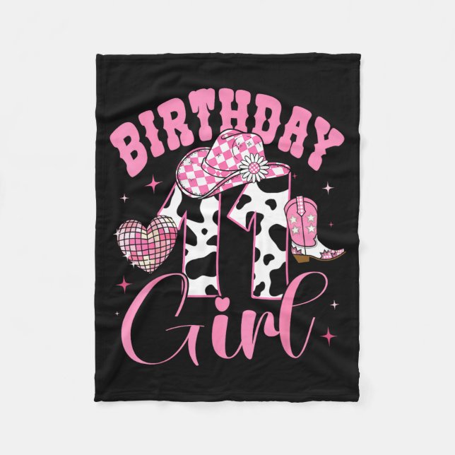 Cobertor De Velo Happy 11th Birthday Girl Outfit Rodeo Western Cowg (Frente)