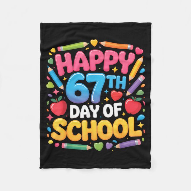 Cobertor De Velo Happy 67th Day Of School Cute Teacher Student Desi (Frente)