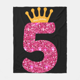 Cobertor De Velo Happy Birthday , Girls 5th Party 5 Years Old Bday