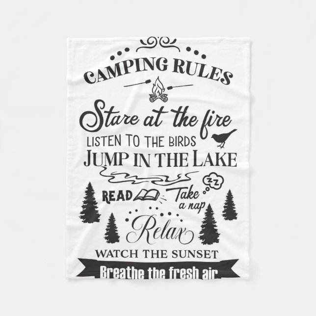 Cobertor De Velo Happy Camper Camping Rules (Frente)