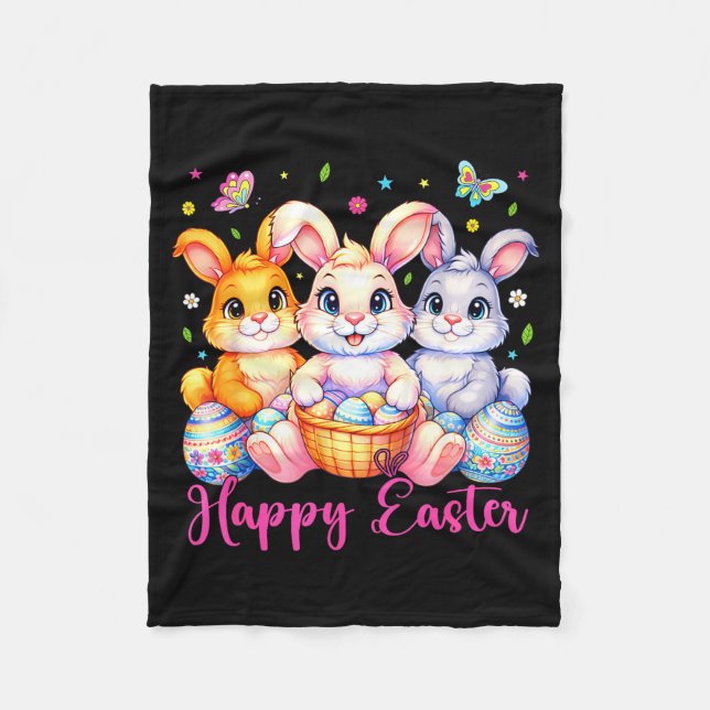 Cobertor De Velo Happy Easter 2026 Cute Bunny Rabbit Easter Day Wom (Frente)