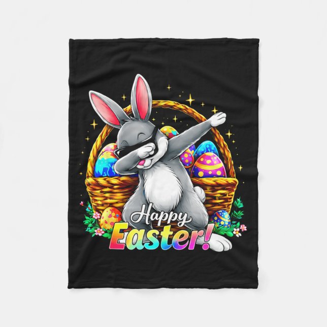 Cobertor De Velo Happy Easter Dabbing Bunny Funny Egg Basket Men Bo (Frente)