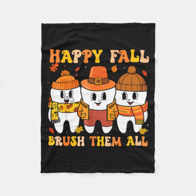 Cobertor De Velo Happy Fall Bruhem All Teeth Thanksgiving Dental De (Frente)