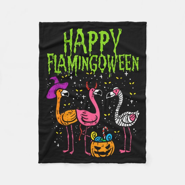 Cobertor De Velo Happy Flamingoween Y Flamingos Funny Halloween Cos (Frente)