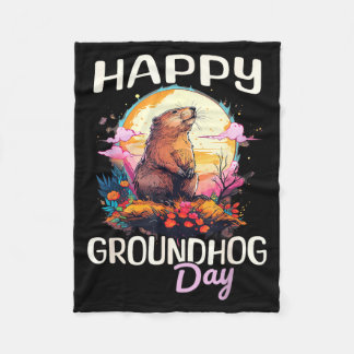 Cobertor De Velo Happy Groundhog Day Cute Vintage Art Graphic Women