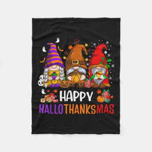 Cobertor De Velo Happy Hallothanksmas Gnomos Lover Feliz das Bruxas