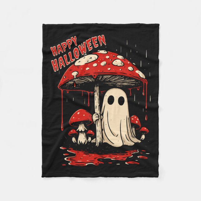 Cobertor De Velo Happy Halloween Ghost  (Frente)