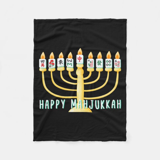Cobertor De Velo Happy Hanukkah Mahjong Menorah Mahjukkah Chanukkah (Frente)