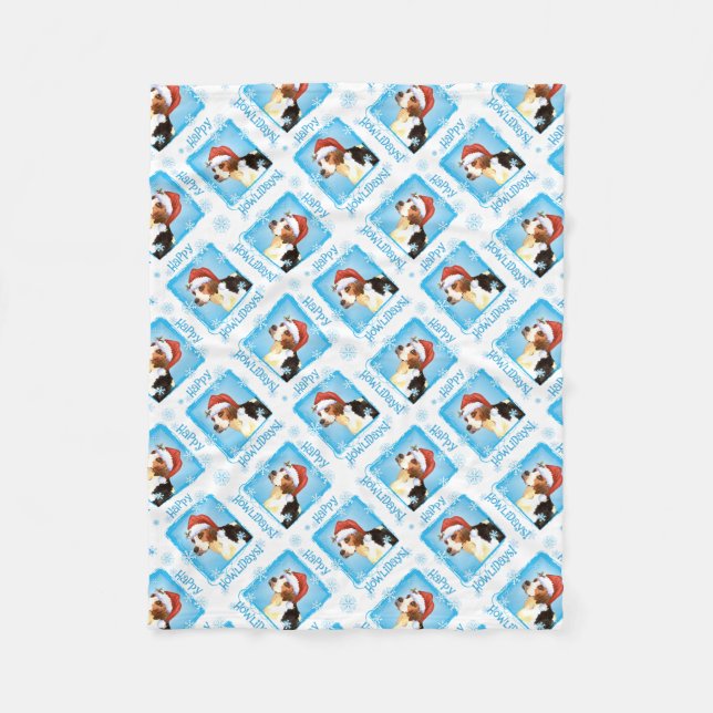 Cobertor De Velo Happy Howlidays Inglês Foxhound Fleece Blanket (Frente)