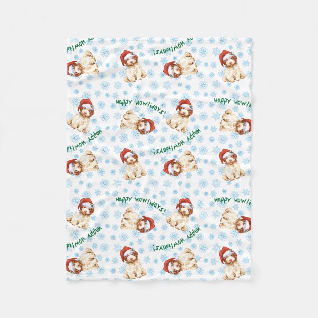 Cobertor De Velo Happy Howlidays Lagotto Romagnolo Fleece Blanket (Frente)
