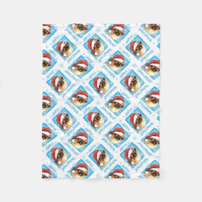 Cobertor De Velo Happy Howlidays Tibetano Spaniel Fleece Blanket (Frente)