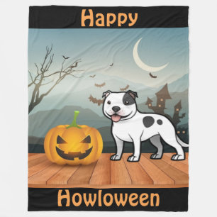 Cobertor De Velo Happy Howloween Staffordshire Bull Terrier