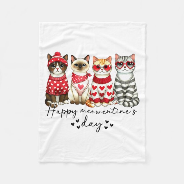 Cobertor De Velo Happy Meowentine's Day Cute Valentines Funny Cat S (Frente)
