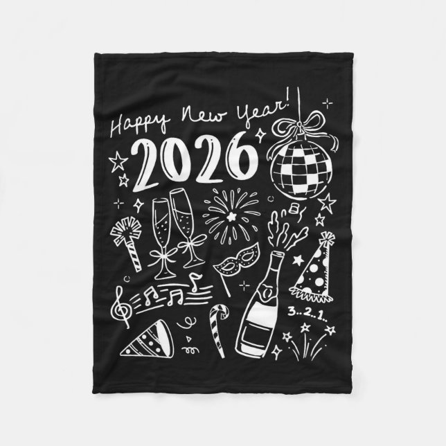 Cobertor De Velo Happy New Year 2026 Bow Funny  (Frente)