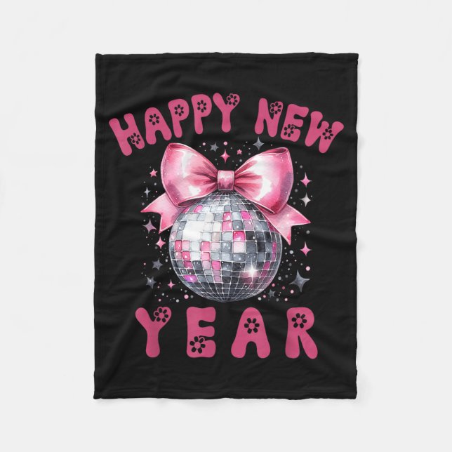 Cobertor De Velo Happy New Year 2026 Coquette Nk Bow Disco Ball Wom (Frente)