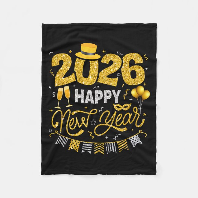 Cobertor De Velo Happy New Year 2026 Fireworks Countdown New Years  (Frente)
