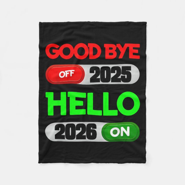 Cobertor De Velo Happy New Year 2026 Goodbye 2025 Hello 2026  (Frente)