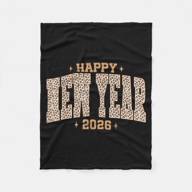 Cobertor De Velo Happy New Year 2026 Retro Leopard New Years Eve Pa (Frente)