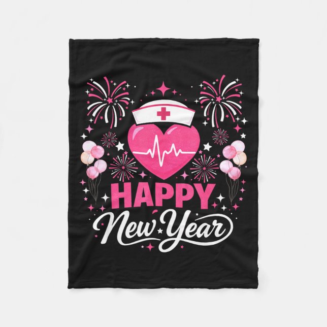 Cobertor De Velo Happy New Year Nurse Crew Heartbeat Medical Celebr (Frente)
