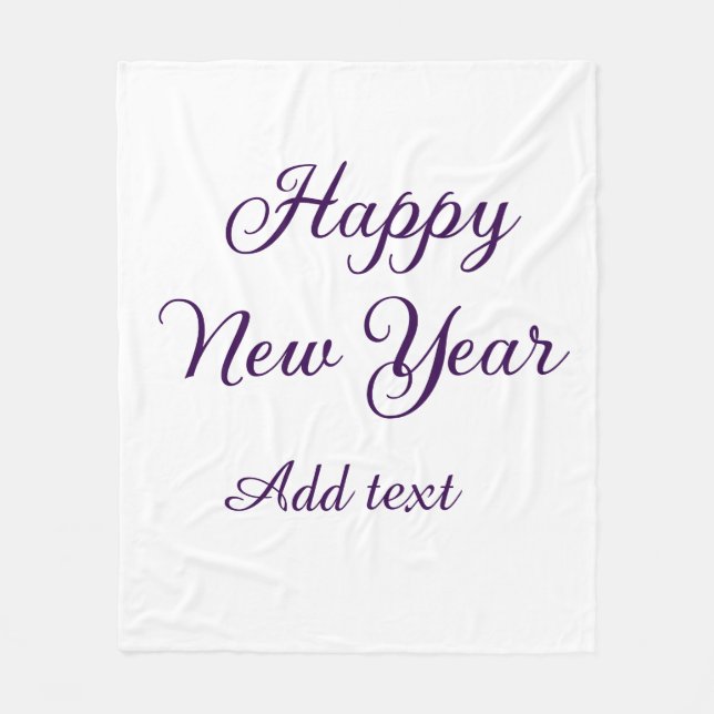 Cobertor De Velo Happy new year purple calligraphy simple minimal  (Frente)
