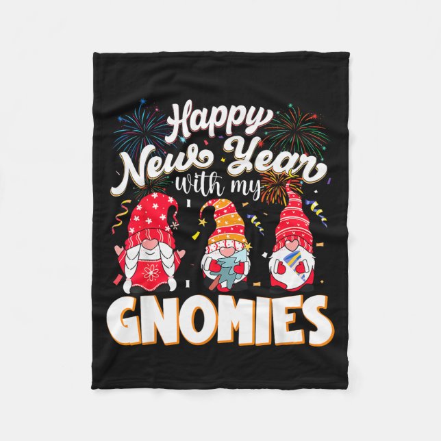 Cobertor De Velo Happy New Year With My Gnomies Fireworks Kids Men  (Frente)