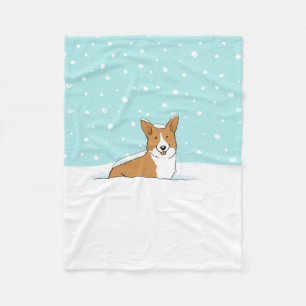 Cobertor De Velo Happy Pembroke Welsh Corgi na neve do inverno