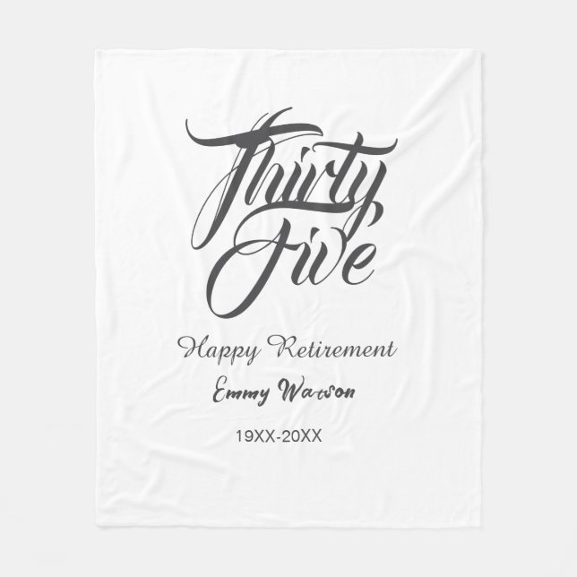 Cobertor De Velo Happy retirement bold letter name year elegant sim (Frente)