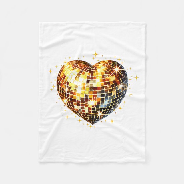 Cobertor De Velo Happy Valentine's Day Funny Gold Coquette Disco Ba (Frente)