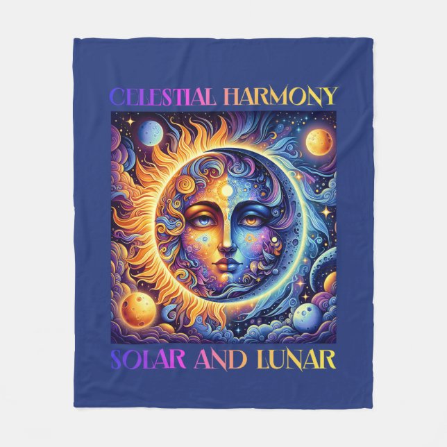 Cobertor De Velo Harmonia Celestial Sol e Lua, Astrologia (Frente)