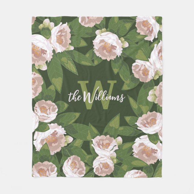 Cobertor De Velo Harmonia do Jardim Negro: Camellias e Greenery (Frente)