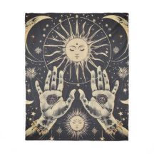 ✨ Harmônica Cósmica Sun e Moon Fleece Blanket