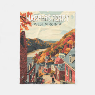Cobertor De Velo Harpers Ferry West Virginia Viagem Art Vintage
