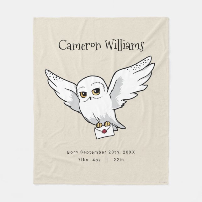 Cobertor De Velo Harry Potter | Hedwig Personalizada (Frente)
