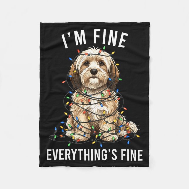 Cobertor De Velo Havanese Christmas I'm Fine Everything Is Fine  (Frente)