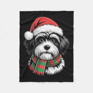 Cobertor De Velo Havanese Dog Xmas Santa Hat Scarf Christmas Costum