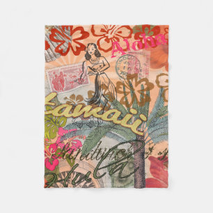 Cobertor De Velo Hawaii Hula Viagem Flower Vintage