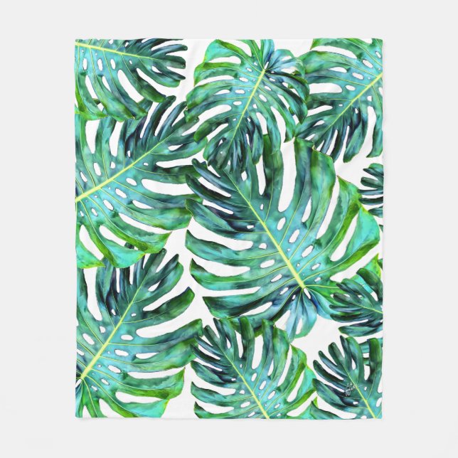 Cobertor De Velo Hawaii Monstera Leaf Tropical Greenery Modern (Frente)