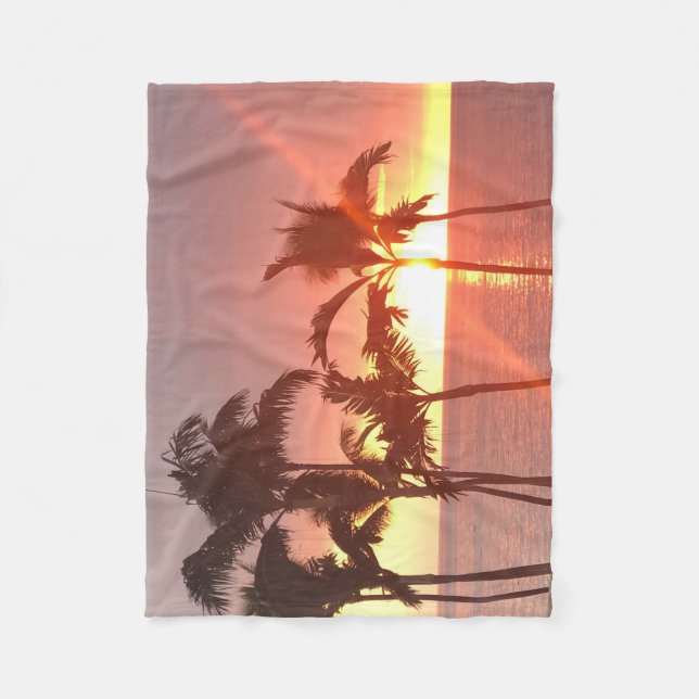 Cobertor De Velo Hawaii Sunset Projetado Fleece Blanket (Frente)