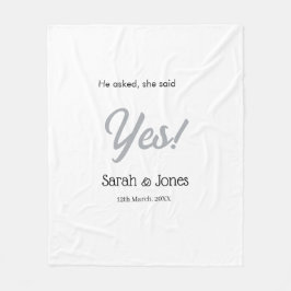 Cobertor De Velo He asked she said yes engagement simple silver dat