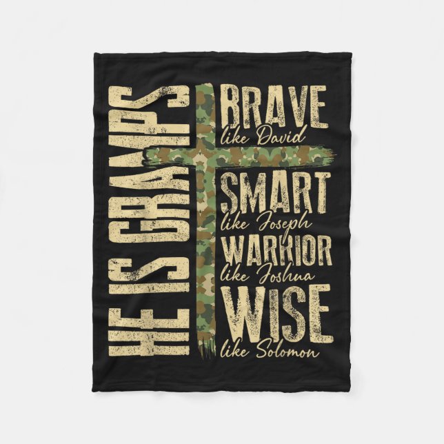 Cobertor De Velo He Is Gramps Camo Religious Father's Day Christian (Frente)