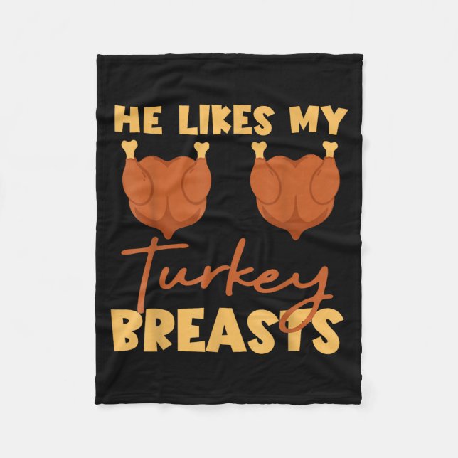 Cobertor De Velo He Likes My Turkey Breasts Couple Matching Thanksg (Frente)