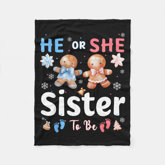 Cobertor De Velo He Or She Sister To Be Christmas Gingerbread Gende (Frente)