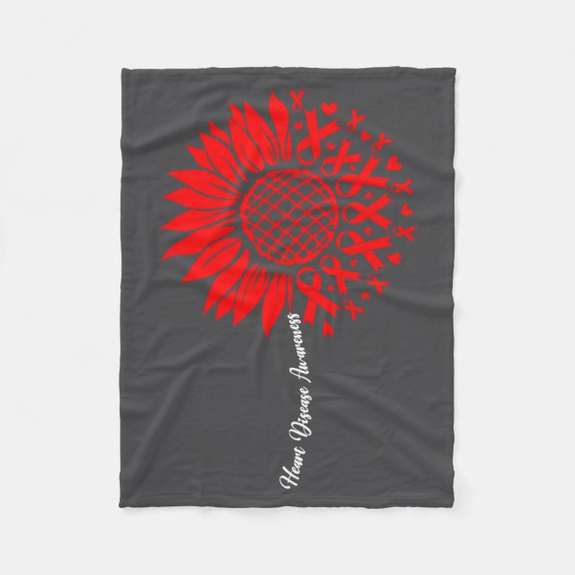 Cobertor De Velo Heart Disease Awareness Month Sunflower For Women  (Frente)
