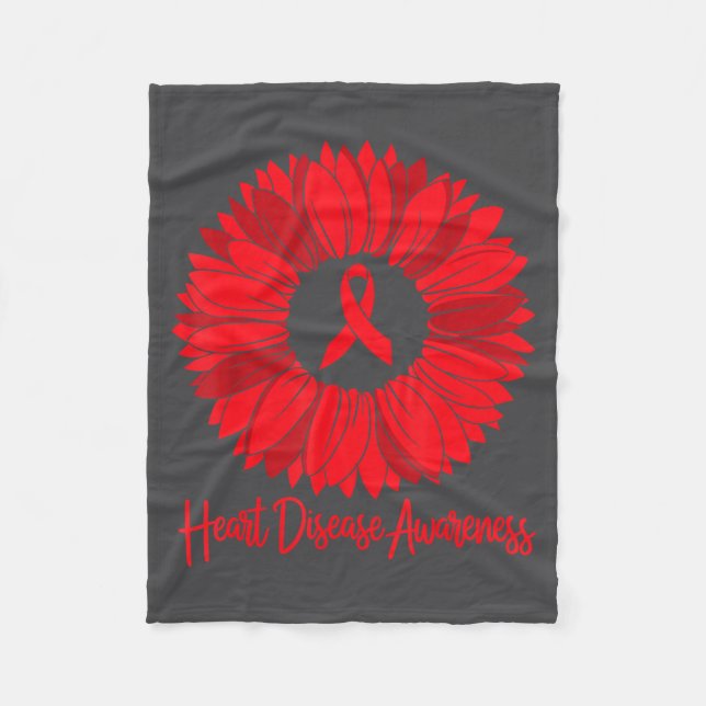 Cobertor De Velo Heart Disease Awareness Sunflower Go Red Women Hea (Frente)