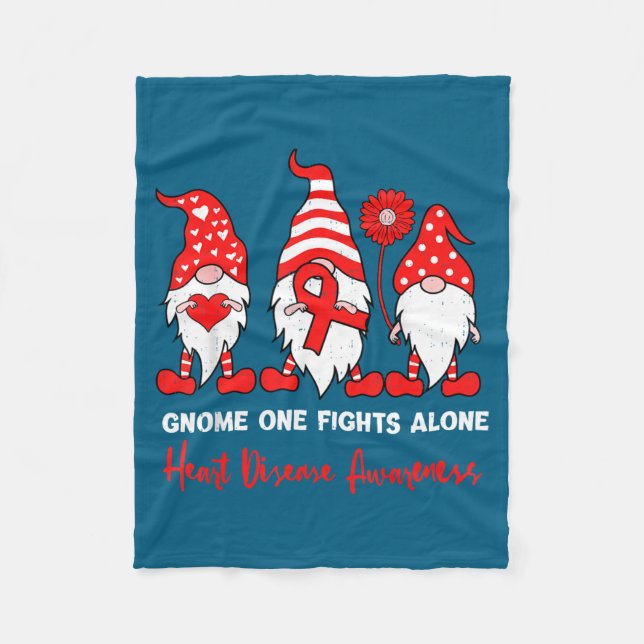 Cobertor De Velo Heart Health Gnome Heart Disease Awareness Chd Red (Frente)