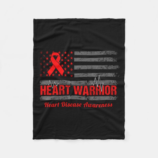 Cobertor De Velo Heart Warrior American Flag Heart Disease Awarenes (Frente)