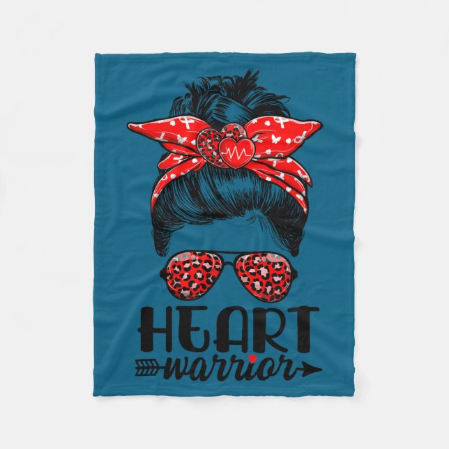 Cobertor De Velo Heart Warrior Messy Bun Go Red - Heart Disease Awa (Frente)